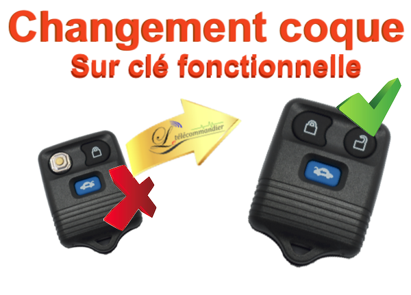 Changement Boîtier Bip Ford 3 boutons-Ford Connect, C-MAX, Explorer, Fiesta, Focus, Fusion, Galaxy, KA, Kuga, Mondeo, S-MAX, Transit