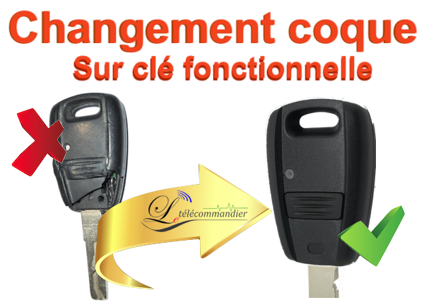 Changement Boîtier Clé Fiat 1 bouton - Grande-Punto-Marea-Stilo-Uno-Punto