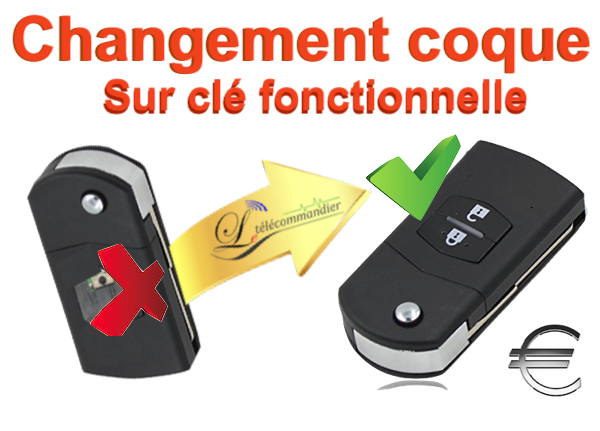 Changement de coque clé pliante Mazda  2bouton