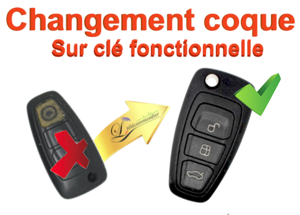 Changement Boîtier Clé Ford 3 Boutons -Transit-Cmax-Focus-Galaxy-Mondeo-Ranger-Puma-Connect-Explorer